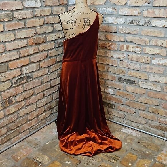 NWT After Six Auburn Moon One Shoulder maxi gown size 14 - Picture 9 of 15